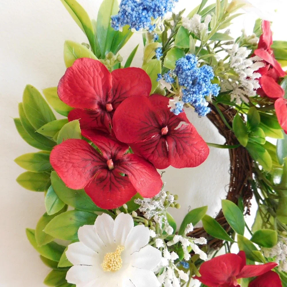 Patriotic Candle Ring Red White Blue Mini Wreath Cabinet Wreath 4th of‎ July